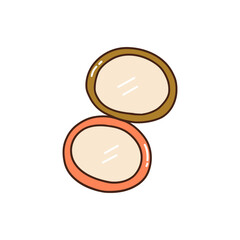 Small folding pocket mirror, double with magnifier. Colorful vector isolated illustration hand drawn doodle with contour. Icon or card, single element