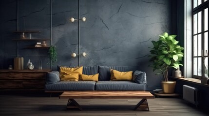 Fototapeta Interior of living room with sofa, modern home. Created with Generative AI Technology.  obraz