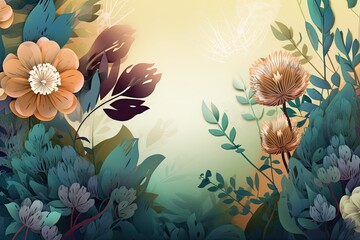abstract background image that showcases the beauty of the natural world, with flowers, leaves, and other organic elements Generative AI