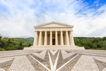 Possagno, Italy. Temple of Antonio Canova with classical colonnade and pantheon design exterior.