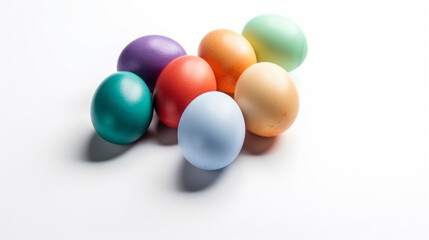Easter easter eggs with bunnies. selective focus. Generative AI,