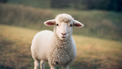 Obraz na płótnie Canvas Adorable Woolly Wonder. A Portrait of a Cute Lamb. Generative AI Art