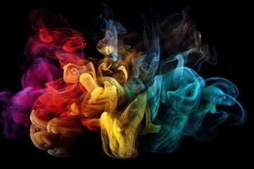  a group of colored smokes on a black background.  generative ai