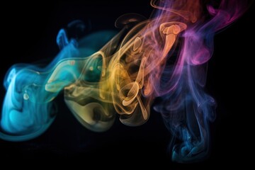  a group of colorful smokes on a black background with a black background and a black background with a black background and a white background with a black background.  generative ai