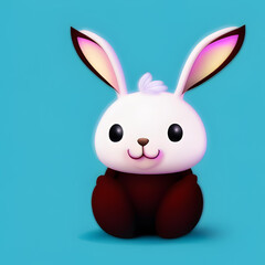 Obraz premium Cute and adorable cartoon rabbit baby, fantasy, dreamlike, surrealism, super cute, trending on art station Ai generated, ai