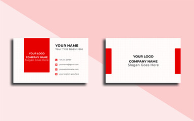 Simple business card Standard business card design White & red business card template Premium business card design template Professional business card presentation