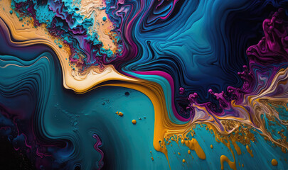 Abstract acrylic pouring paint background. Generative AI
