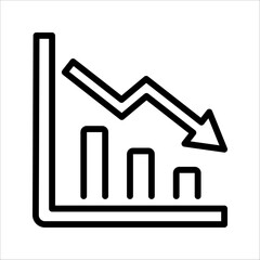 Crisis. Graphs and charts icon. Business infographics. Statistic and data, financial crisis, money loss, down arrow, economy reduction. vector illustration on white background