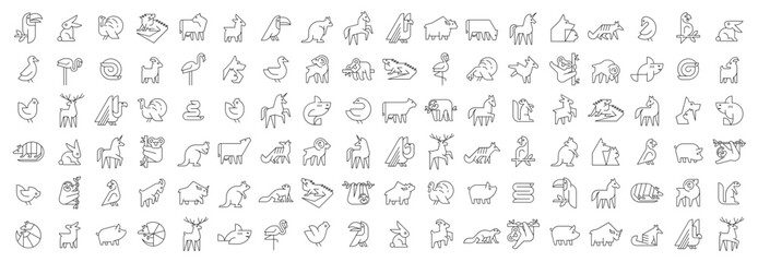 Fototapeta na wymiar Animals logos collection. Animal logo set. Geometrical abstract logos. Icon design 