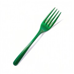 green fork on white background