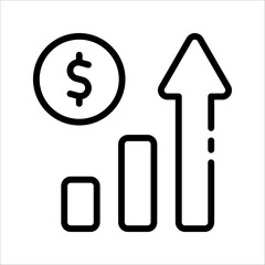 increase money growth icon, progress marketing, Increasing revenue icon vector, increase benefit icon. vector illustration on white background