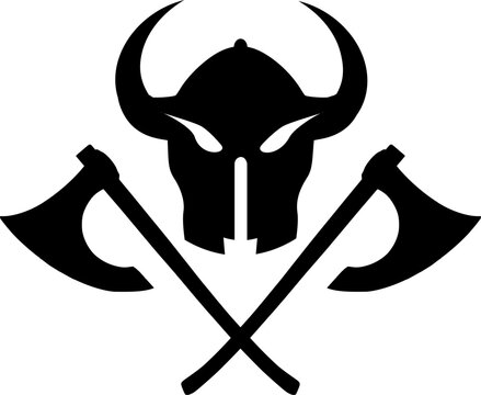 Silhouette: Wikingerhelm mit zwei gekreuzten &Auml;xten