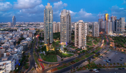 Bat Yam, Tel Aviv - Israel suburb, aerial panorama. Modern skyscrapers
