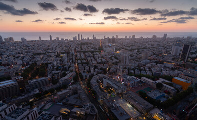 Tel Aviv sunset top view