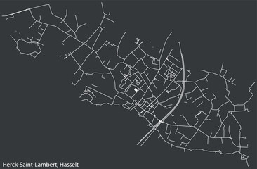 Detailed hand-drawn navigational urban street roads map of the HERCK-SAINT-LAMBERT MUNICIPALITY of the Belgian city of HASSELT, Belgium with vivid road lines and name tag on solid background