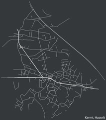 Detailed hand-drawn navigational urban street roads map of the KERMT MUNICIPALITY of the Belgian city of HASSELT, Belgium with vivid road lines and name tag on solid background