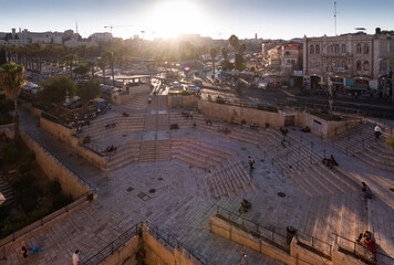 Jerusalem, Israel - August 23, 2020: view from Damascus gate, Shaar Shkhem square