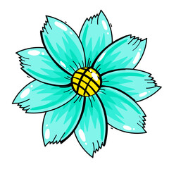 Hand-drawn flowers.Doodle style, sketch, simple botanical line, drawing with plant floral elements