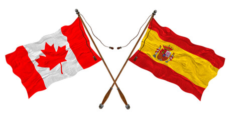 National flag  of España and Canada. Background for designers