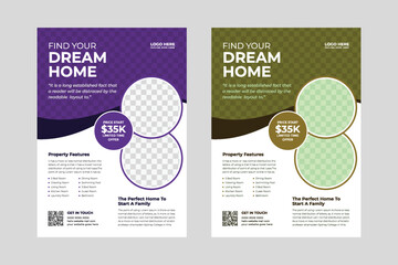 Real Estate clean and modern flyer design template, Real estate business advertising flyer poster design template, Multipurpose business property flyer brochure Template, Modern Home Sale vector flyer