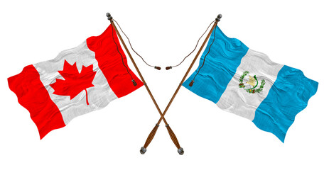 National flag  of Guatemala and Canada. Background for designers