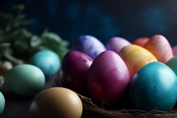 Fototapeta na wymiar ovos coloridos decoração de páscoa 