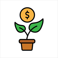 Fototapeta na wymiar Dollar tree icon. Income increase. Progress marketing. Pictogram for web page, mobile app, promo. vector illustration on white background