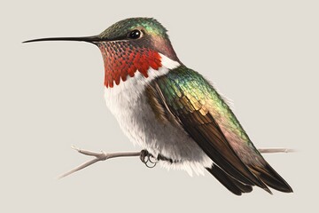 Ruby throated Hummingbird, isolated on background, created by Generative Ai