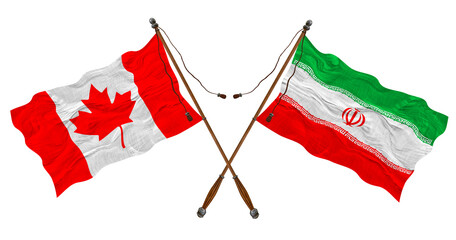 National flag  of Iran and Canada. Background for designers