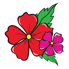 Hand-drawn flowers.Doodle style, sketch, simple botanical line, drawing with plant floral elements