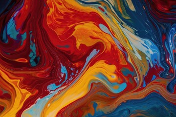 Fototapeta na wymiar background image that consists of vibrant, contrasting colors, such as red, yellow, and blue, arranged in a fluid, swirling pattern Generative AI