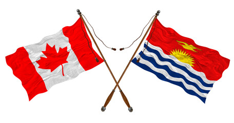 National flag  of Kiribati and Canada. Background for designers