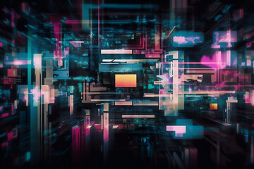 virtual metaverse world, abstract colorful digital background, generative ai