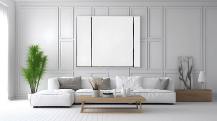 Obraz na płótnie Canvas Canvas mockup modern living room generative art