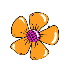 Hand-drawn flowers.Doodle style, sketch, simple botanical line, drawing with plant floral elements