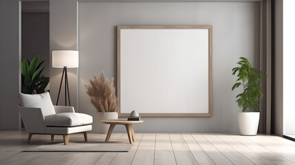 Canvas mockup modern living room generative art
