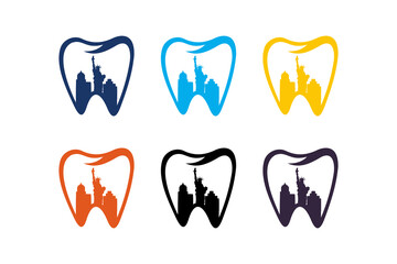 Dental City Set Bundle Color logo design template element vector