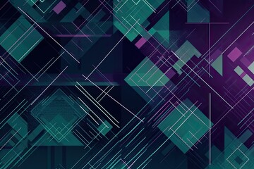 background image that features a series of interconnected geometric shapes in shades of purple and green Generative AI