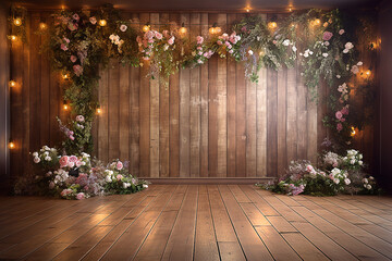  parede de madeira floral rústica