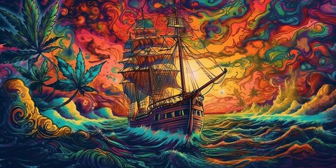 colorful fabric texture ship on a trip