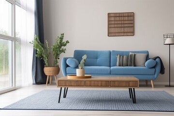interior background living room home modern couch wall room render simple luxury. Generative AI.
