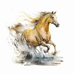 Naklejka na ściany i meble watercolor Horse painting, generative ai