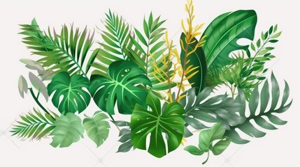 Green leafs of palm tree - generative ai