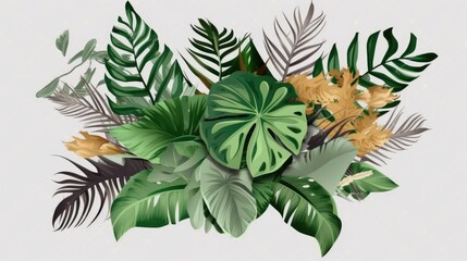 Fototapeta na wymiar Green leafs of palm tree - generative ai