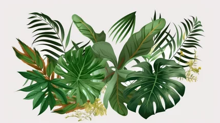 Foto auf Alu-Dibond Monstera Green leafs of palm tree - generative ai