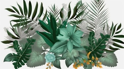 Green leafs of palm tree - generative ai