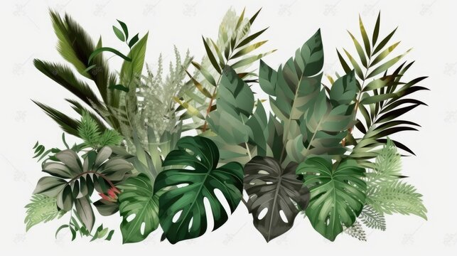 Green leafs of palm tree - generative ai © Andrus Ciprian
