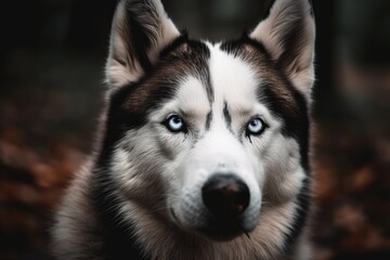 picture of a siberian husky dog up close. Generative AI