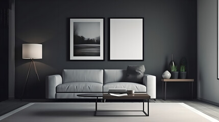 Canvas mockup modern living room generative art