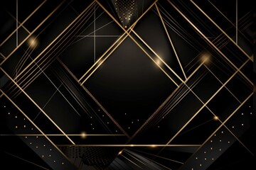  a black and gold abstract background with lines and dots in the middle of the image and a black background with gold lines and dots in the middle of the image.  generative ai